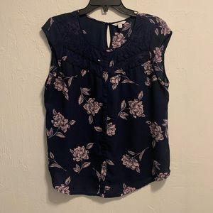 Candie’s Blue/Purple Floral Sleeveless T-Shirt Size XL